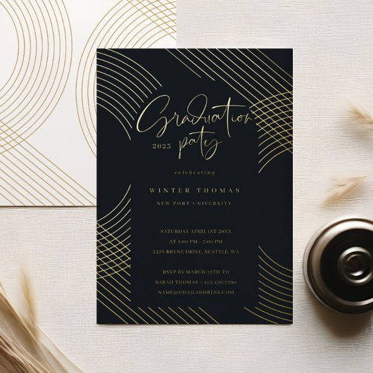 Invitation En Aluminium Jeu de graduation des arches concentrées de script