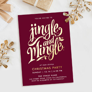 Invitation En Aluminium Jingle And Mingle Moderne Bourgogne Calligraphie D