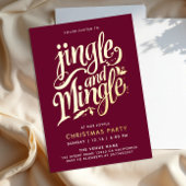 Invitation En Aluminium Jingle Et Mingle Calligraphie D'Or Moderne Bourgog