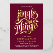 Invitation En Aluminium Jingle Et Mingle Calligraphie D'Or Moderne Bourgog (Recto)