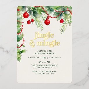Invitation En Aluminium Jingle Mingle Green Christmas Party
