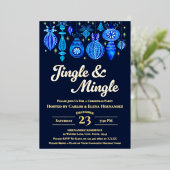 Invitation En Aluminium Jingle & Mingle Marine Noël Baubles Aquarelle (Debout devant)