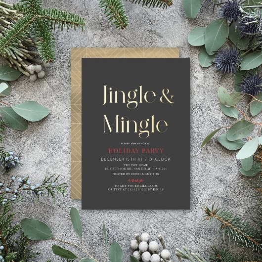 Invitation En Aluminium Jingle & Mingle Minimal Noël Fête de Noël Bk