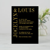 Invitation En Aluminium Jocelyn Black Mariage moderne (Debout devant)