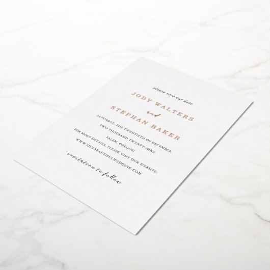Invitation En Aluminium Jody Simple Elegant Wedding Enregistrer la date (Rotation)