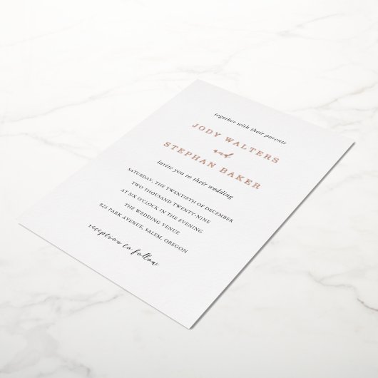 Invitation En Aluminium Jody Simple Mariage élégant (Rotation)