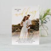 Invitation En Aluminium Joignez-vous à nous Gold Script Photo Double Maria (Debout devant)
