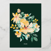 Invitation En Aluminium Joli baby shower fleuri vert jaune jardin (Verso)