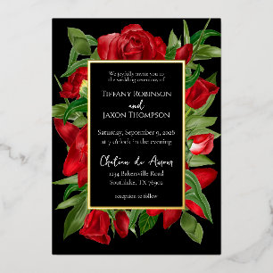 Invitation En Aluminium Joli Bouquet Floral Rouge Real