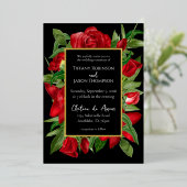 Invitation En Aluminium Joli Bouquet Floral Rouge Real (Debout devant)