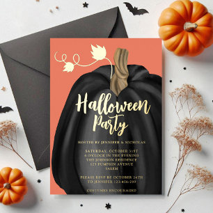 Invitation En Aluminium Joli Citrouille Orange Halloween Or