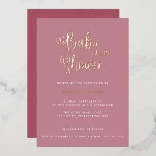 Invitation En Aluminium Joli Dusty Rose rose fille Baby shower de script d