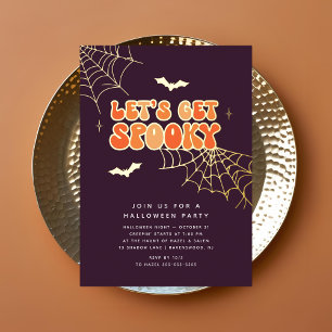 Invitation En Aluminium Joli "Lets Éffrayant" Retro Halloween Party