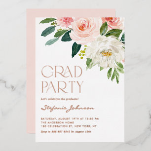 Invitation En Aluminium Jolie aquarelle Fleurs Jardin Graduation Party