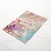Invitation En Aluminium Jolie douche de mariage florale or aquarelle bleue (Rotation)