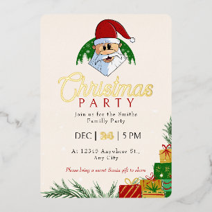 Invitation En Aluminium Jolie fête de Noël Santa festive élégante florale