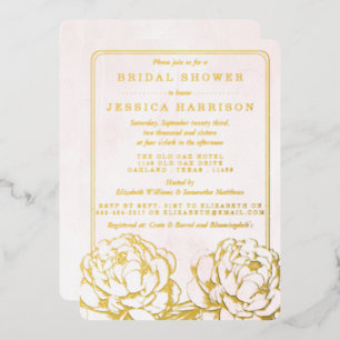 Invitation En Aluminium Jolie Florale de Pivoine Réelle pour la Mariée