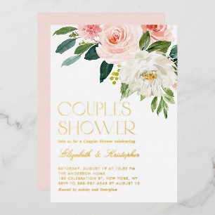 Invitation En Aluminium Jolies Fleurs Aquarelle Jardin Couple Baby Shower