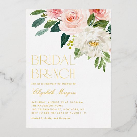 Invitation En Aluminium Jolies fleurs aquarelles Fête de mariage en plein (Recto)