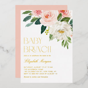 Invitation En Aluminium Jolies fleurs aquarelles jardin bébé brunch