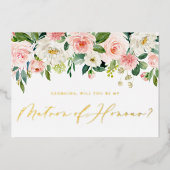 Invitation En Aluminium Jolies fleurs bleues Soyez mon maître d'honneur (Recto)