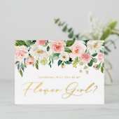 Invitation En Aluminium Jolies Fleurs Blush Veux-tu être ma Fille d'Honneu (Debout devant)