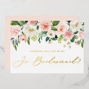 Invitation En Aluminium Jolies Fleurs Rougissantes Seras-Tu Ma Demoiselle