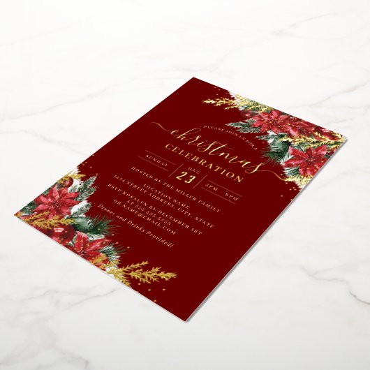 Invitation En Aluminium Jolly Gold Leaf Foliing Noël Party (Rotation)