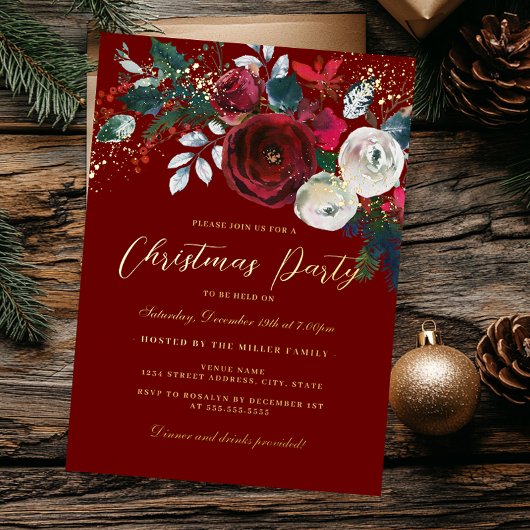 Invitation En Aluminium Jolly Gold Sparkle Foliing Noël Party