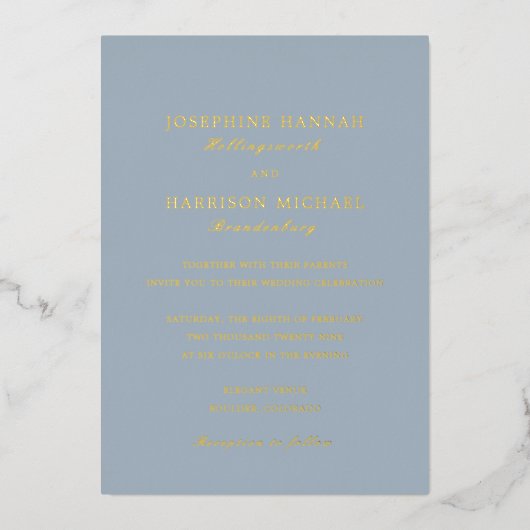 Invitation En Aluminium Joséphine Mariage traditionnel (Recto)