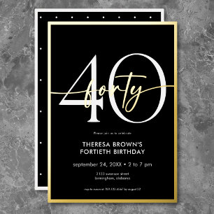 Invitation En Aluminium Jour d'anniversaire du script minimaliste d'or noi