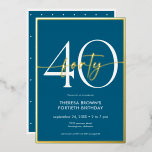 Invitation En Aluminium Jour d'anniversaire du script minimaliste Turquois<br><div class="desc">Moderne et chic, cette invitation à l'anniversaire allie le bleu turquoise et le blanc avec des accents de véritable feuille d'or. Le design minimal est un design simple et amusant pour célébrer l'anniversaire de l'événement. Cette version de la carte a un petit pois fantaisiste en arrière. Créé par Simply Farmhouse...</div>