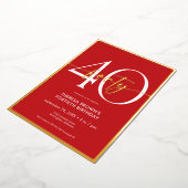 Invitation En Aluminium Jour d'anniversaire minimal Red Gold Quarty Script (Rotation)