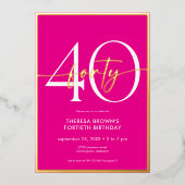 Invitation En Aluminium Jour d'anniversaire minimal rose Quarante Script (Recto)