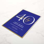 Invitation En Aluminium Jour d'anniversaire minimal Royal Blue Gold Script (Rotation)
