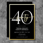 Invitation En Aluminium Jour d'anniversaire minimaliste de Black Gold Quar<br><div class="desc">Moderne et chic,  cette invitation à l'anniversaire combine le noir et le blanc classique avec des accents de véritable feuille d'or. Le design minimal est un design simple et amusant pour célébrer l'anniversaire de l'événement. Créé par Simply Farmhouse Press.</div>