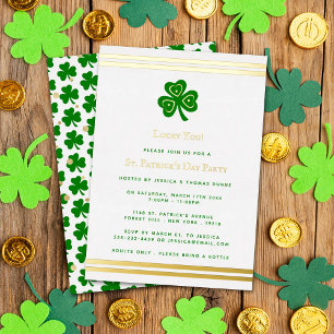 Invitation En Aluminium Jour de fête de la Saint-Patrick en feuille d'or é