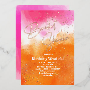 Invitation En Aluminium Journée de mariage à l'aquarelle moderne rose oran