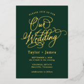 Invitation En Aluminium Journée spéciale VRAI FOIL Élégant Mariage Invitat (Recto)