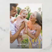 Invitation En Aluminium Joy Peace Love Christmas Calligraphy 2 Photos Gold (Recto)