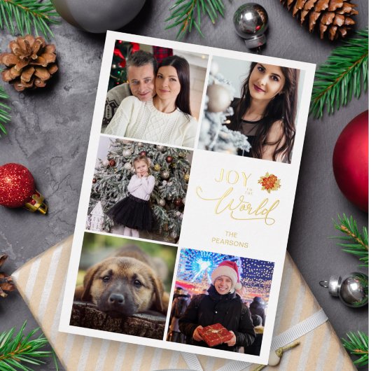 Invitation En Aluminium Joy To the World Poinsettias Collage 5 Photos