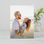 Invitation En Aluminium Joyeuses vacances Calligraphie Script 2 Photos Or (Debout devant)