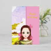 Invitation En Aluminium Joyeux anniversaire mignonne fille Anime Invitatio (Debout devant)