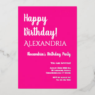 Invitation En Aluminium Joyeux Anniversaire Rose Chaud Anniversaire Argent