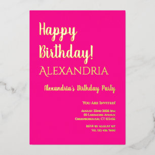 Invitation En Aluminium Joyeux Anniversaire Rose Chaud Anniversaire Or Vér