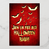 Invitation En Aluminium Joyeux Halloween Rouge Noir Or (Recto)