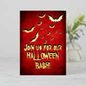 Invitation En Aluminium Joyeux Halloween Rouge Noir Or (Debout devant)