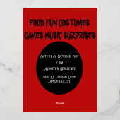 Invitation En Aluminium Joyeux Halloween Rouge Noir Or (Verso)