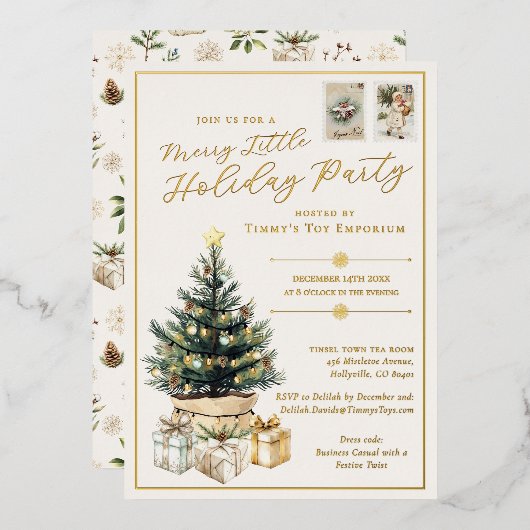 Invitation En Aluminium Joyeux Joyeux Petit Fête de Vacances d'Entreprise (Recto/Verso)