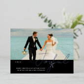 Invitation En Aluminium Joyeux Mariage Mr & Mrs First Christmas Photo (Debout devant)